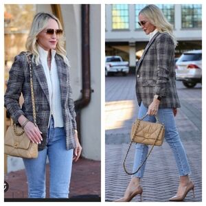 Veronica Beard Martel Plaid Cotton Linen Dickey Jacket Blazer Size 2